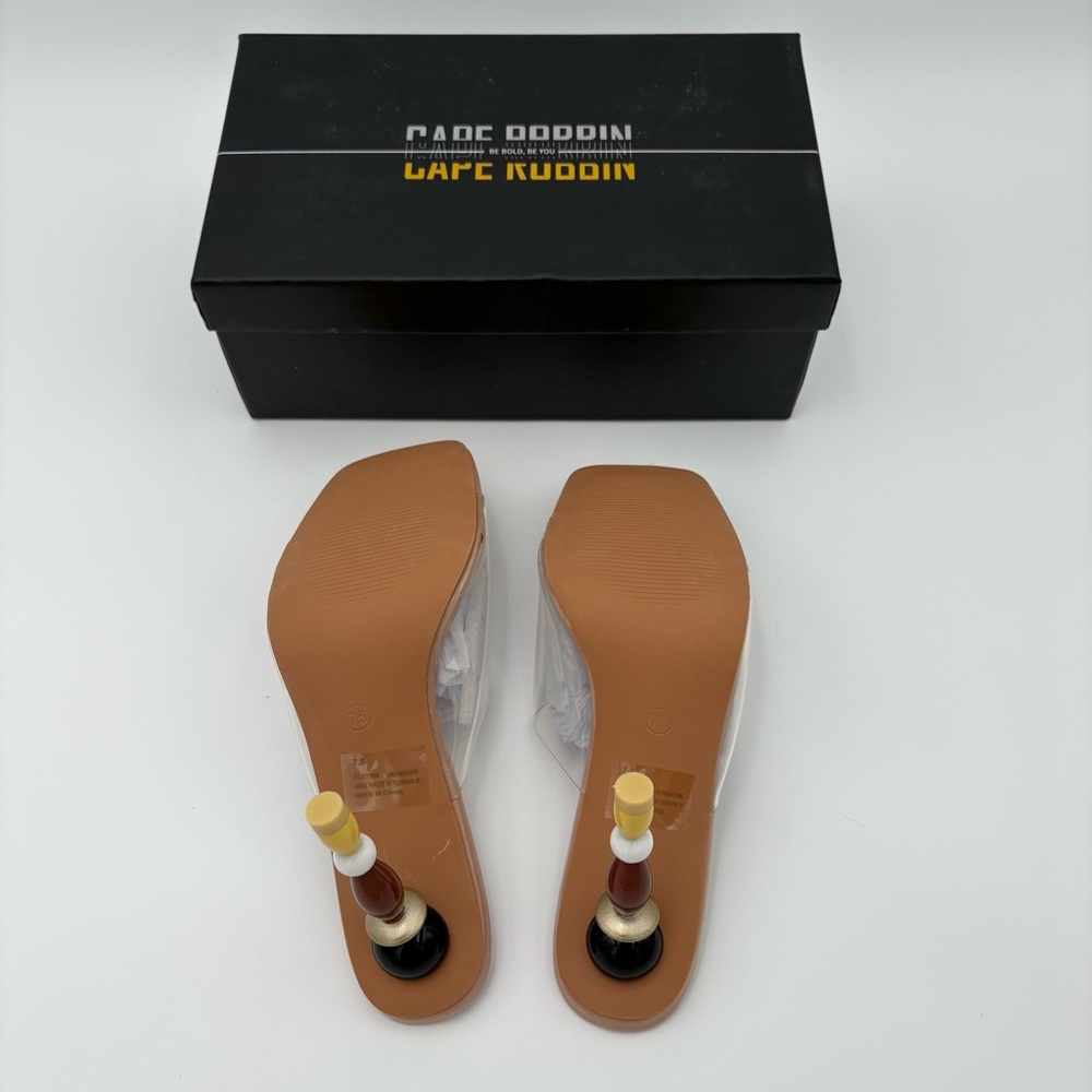 Cape Robbin Clear Strap Beaded Heel Sandals | NWT | size 7.5 Statement Heels - Picture 6 of 14